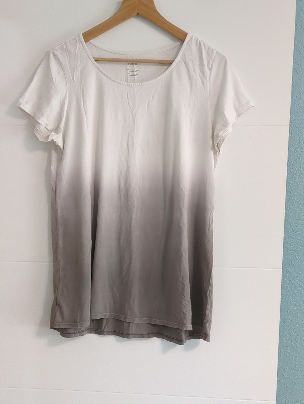 Pure J.jill Scoop Neck Women's Ombre Short Sleeve Tee White Gray Elliptical Tee